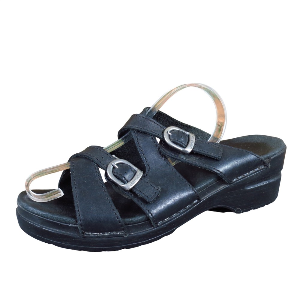 Dansko Margot‎ Women Slide Sandal Size 39 Casual Comfort Black Leather